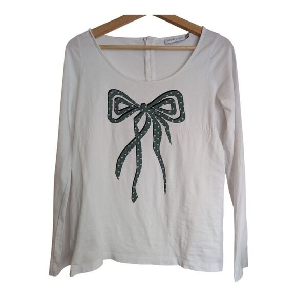 See by Chloé Iconic Bow White Top Size 4 Us - Picture 1 of 8
